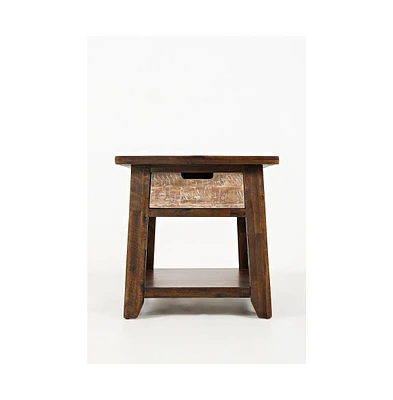 Painted Canyon Rustic Solid Acacia End Table
