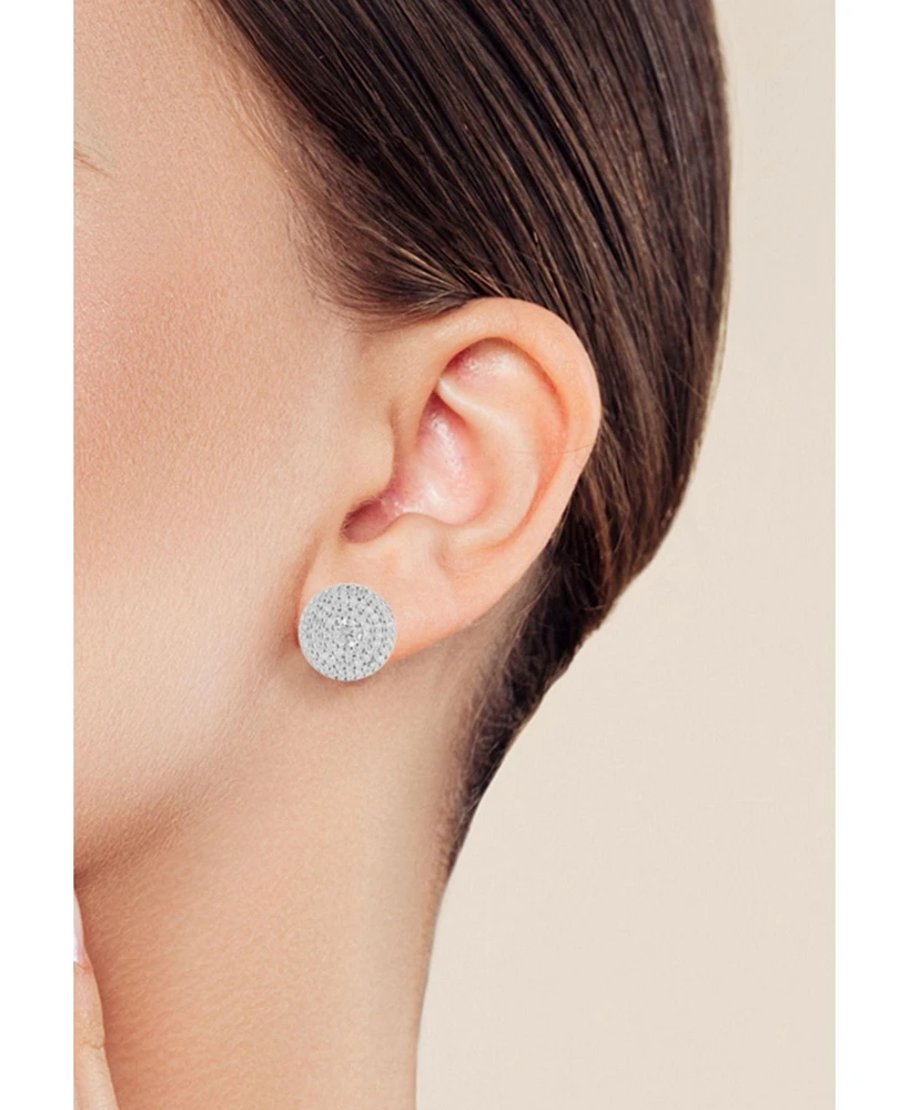 Rachel Zoe Sterling Silver Pave Round Stud Earrings