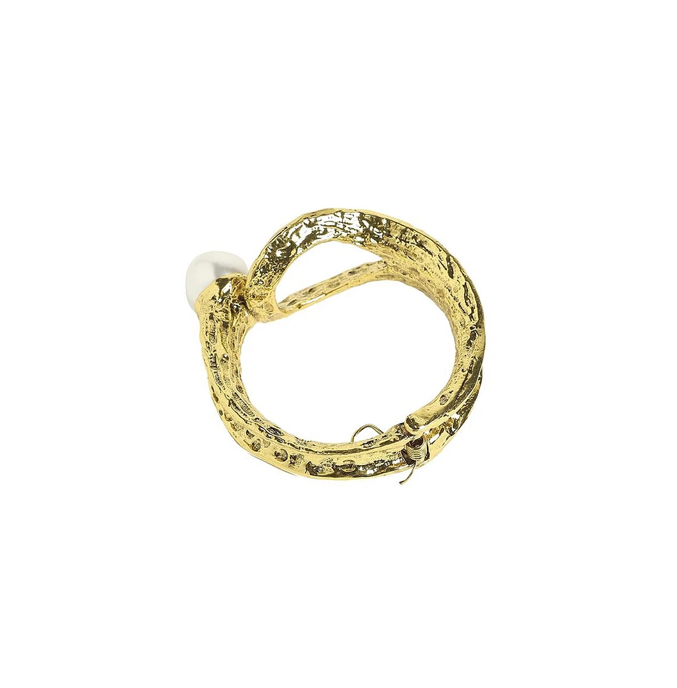 Dented Pearl Statement Bracelet
