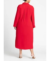 Eloquii Women's Tie Front Oversized Shirt Dress