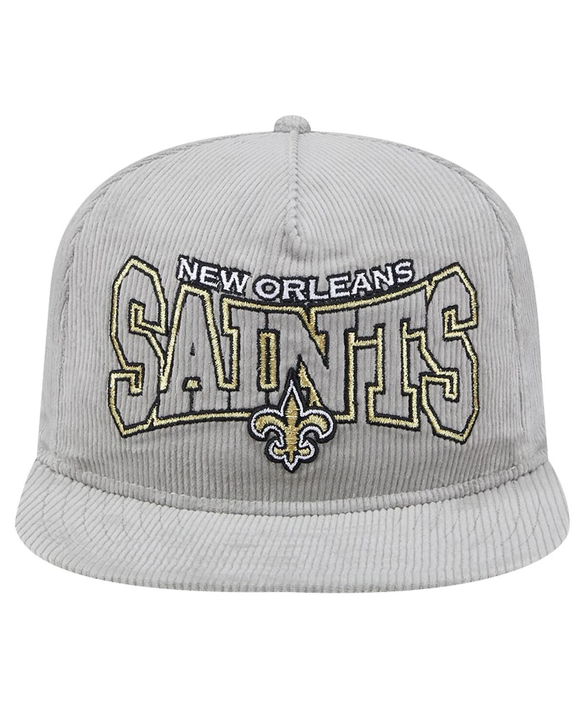 New Era Men's Gray New Orleans Saints Corduroy Golfer Adjustable Hat