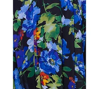 Betsy & Adam Plus Size Floral-Print Halter Gown