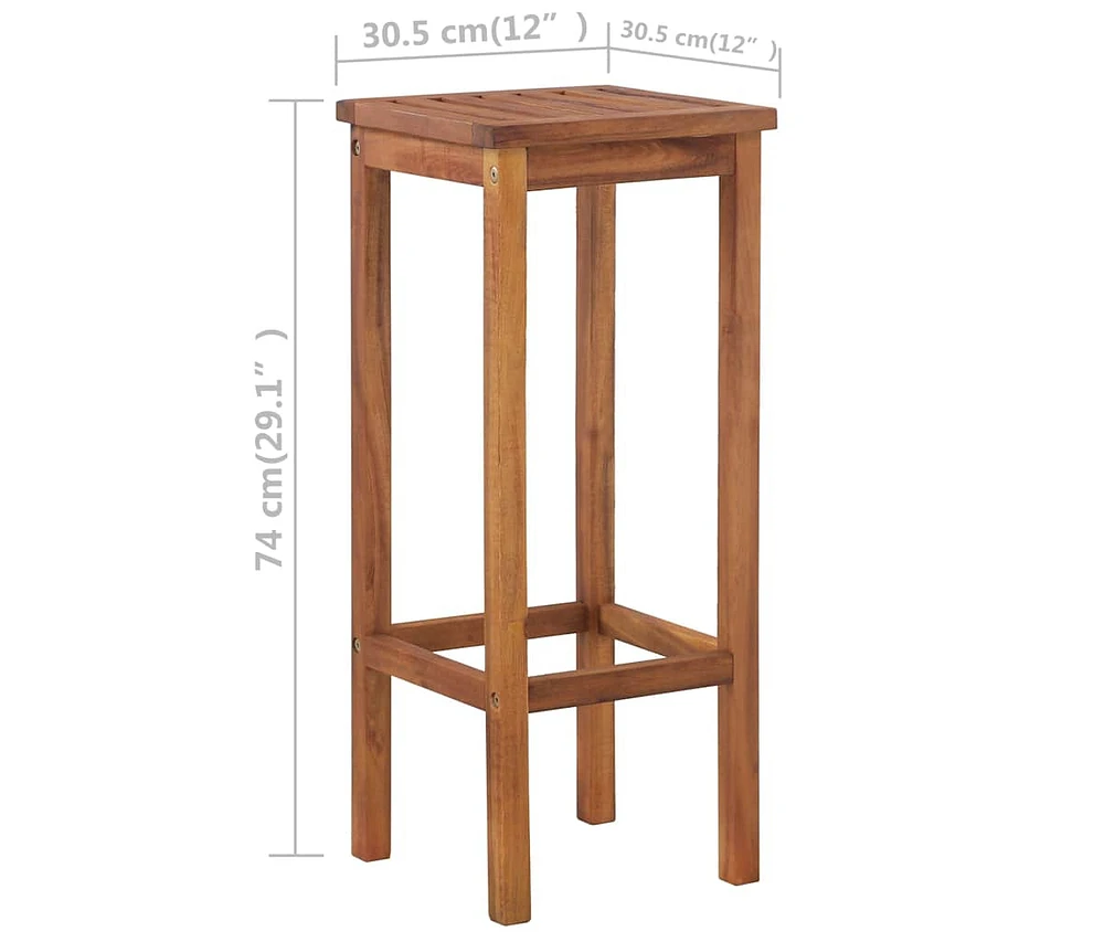 3 Piece Bar Table and Chair Set Solid Acacia Wood