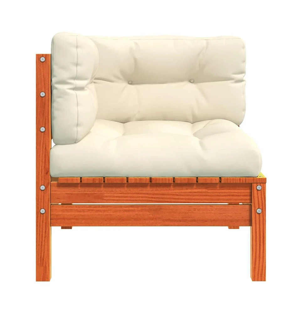 Patio Sofa Corner with Cushions Wax Brown Solid Wood Pine