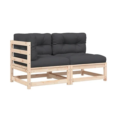 Patio Sofa with Cushions 2-Seater Solid Wood Pine