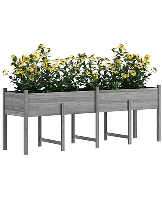 Outsunny Extra Large Wooden Planter Box with Legs & Drain Holes, Natural
