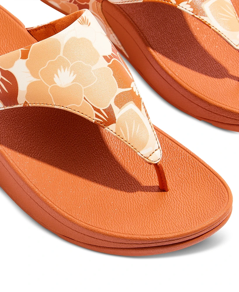 FitFlop Women's Lulu Flowerz Leather Toe-Post Wedge Sandals