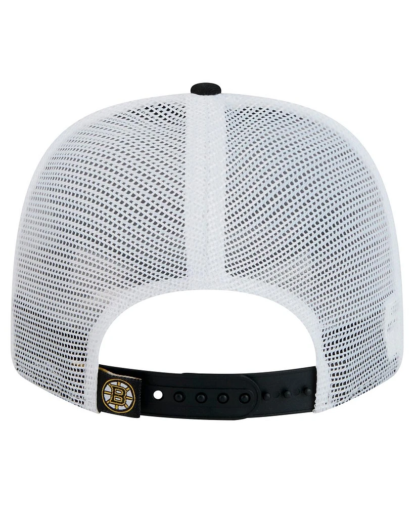 New Era Men's Black/White Boston Bruins Core Trucker 9SEVENTY Stretch-Snap Hat