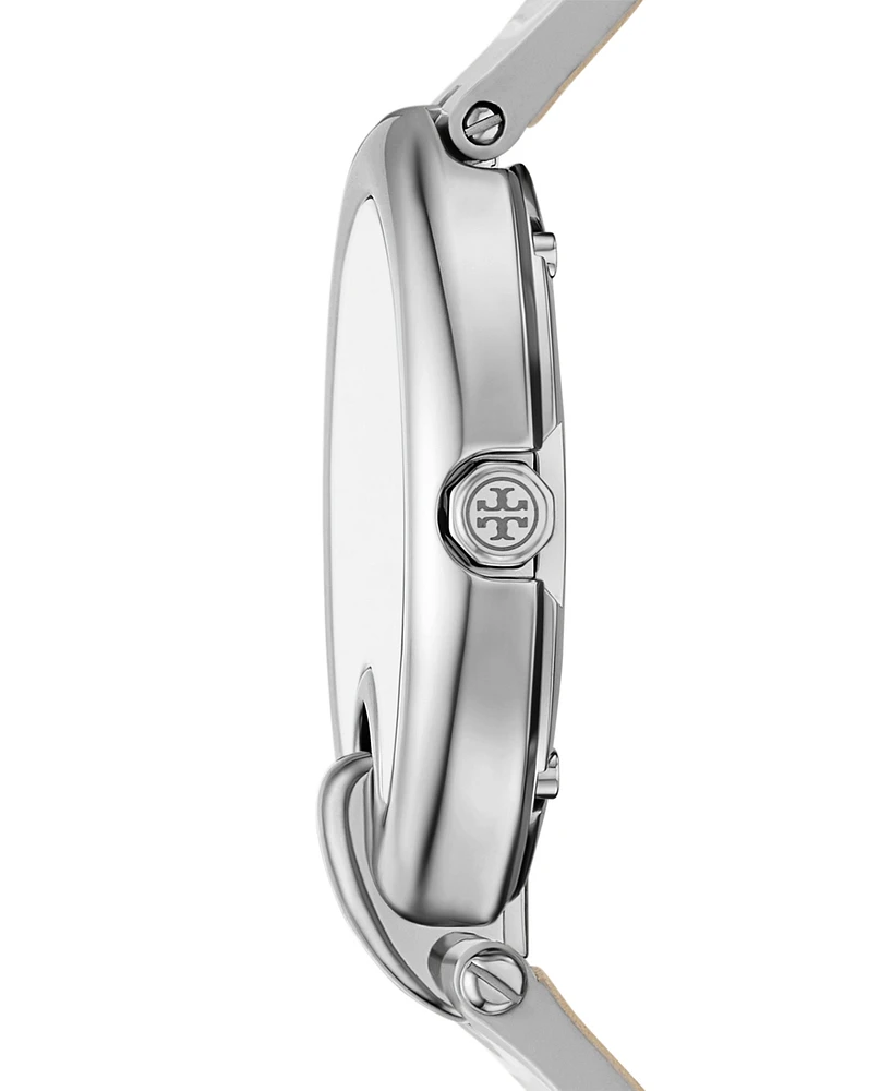 Tory Burch Women's The Pierced Silver Leather Strap Watch 36mm