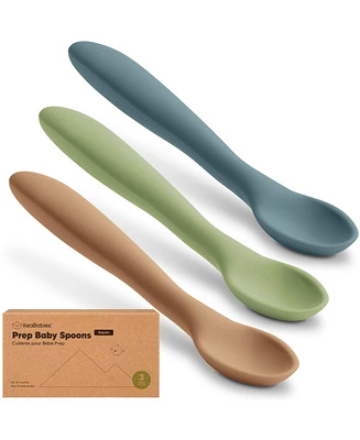 KeaBabies 3-Pack Prep Baby Spoons, Silicone Utensils for Self Feeding 6-24 Months, All Stages Set, Blw Toddler Spoons