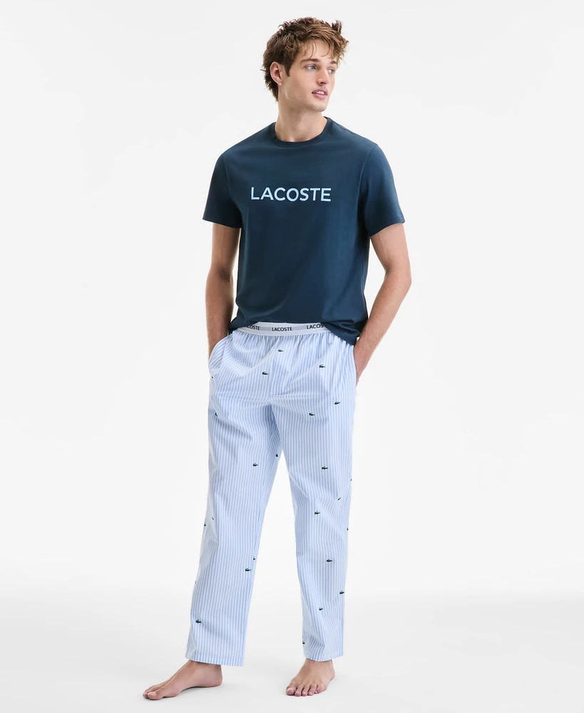 Lacoste Men's Regular-Fit Croc Stripe Pajama Pants