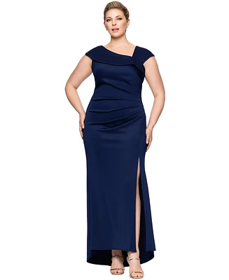 Xscape Plus Size Asymmetric Evening Gown