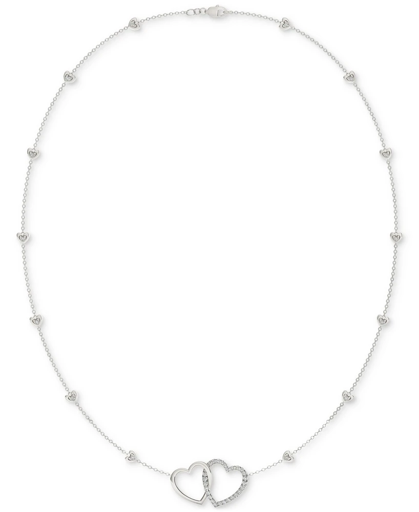 Charles & Colvard Moissanite Linked Hearts Pendant Necklace (3/8 ct. t.w.) in Sterling Silver, 18"