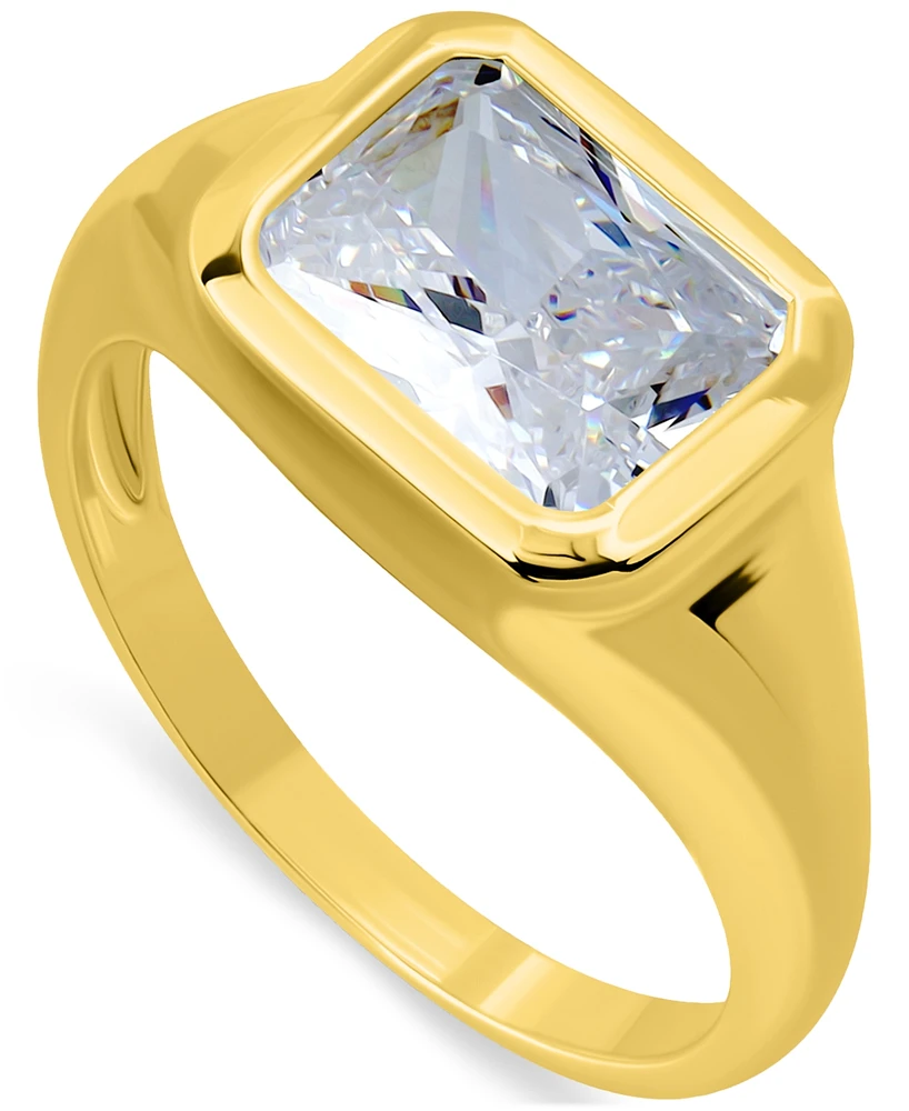 Giani Bernini Cubic Zirconia Bezel Solitaire Ring Sterling Silver, Exclusively at Macy's (Also Available 18k Gold-Plated Silver)