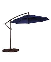 10 Ft Cantilever Patio Umbrella Offset Crank Large Outdoor Pool for Backyard Garden Deck Without Base