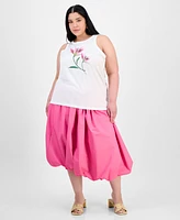 On 34th Trendy Plus Lily Graphic-Print Tank Top, Exclusively at Macy's