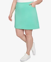 Hearts Of Palm Plus Size It Had To Be Blue Solid Tech Stretch Pull On Skort