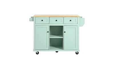 Kitchen Cart with Drop-Leaf Countertop and Storage for Small Spaces