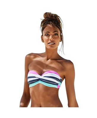 Lascana Women's Striped Bandeau Bikini Swimsuit Top Bra Sizing