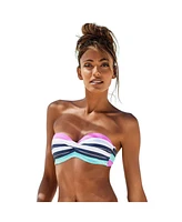 Lascana Women's Striped Bandeau Bikini Swimsuit Top Bra Sizing