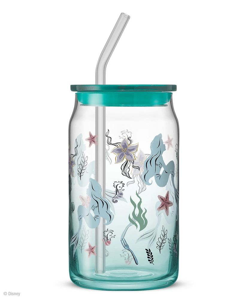 JoyJolt Disney Princess Icon Tumbler Glasses with Lids, Set of 4