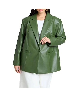 Eloquii Women's Boxy Faux Leather Blazer
