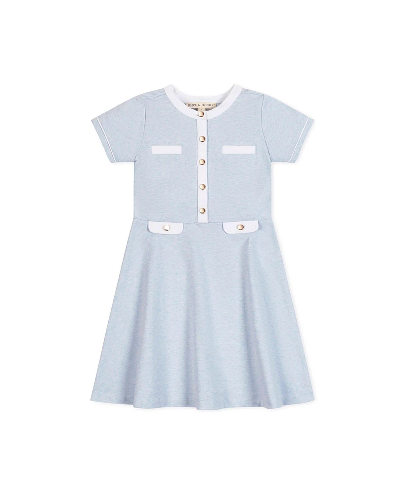 Hope & Henry Toddler Girls Short Sleeve French Terry Contrast Trim Dress