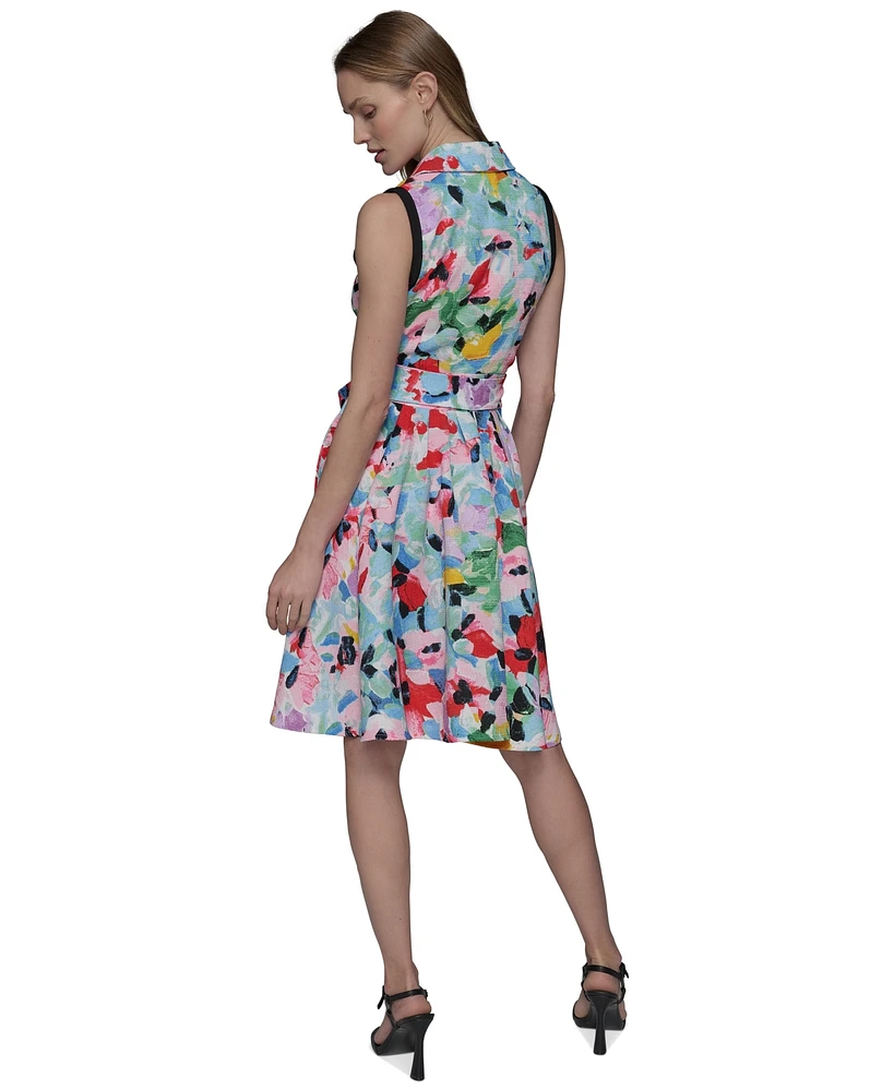 Karl Lagerfeld Paris Women's Belted Sleeveless Tweed Dress
