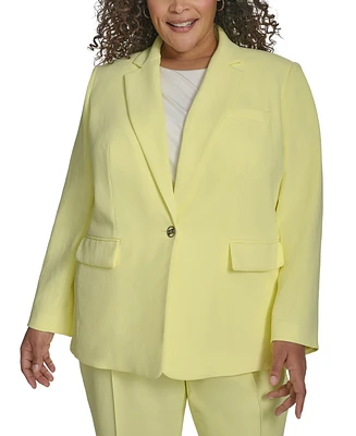 Dkny Plus Notched-Collar One-Button Crepe Blazer