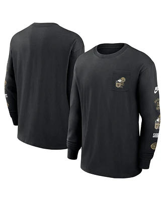 Nike Men's Black New Orleans Saints Rewind Heavy Max 90 Pocket Long Sleeve T-Shirt