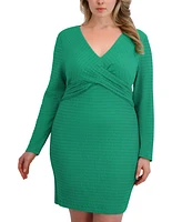 Siena Plus Crossover-Waist Bodycon Sweater Dress