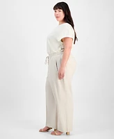 Jones New York Plus Size Linen-Blend Pull-On Pants