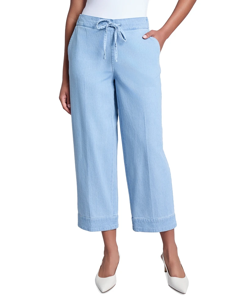 Jones New York Women's Chambray Cotton Tie-Waist Pants