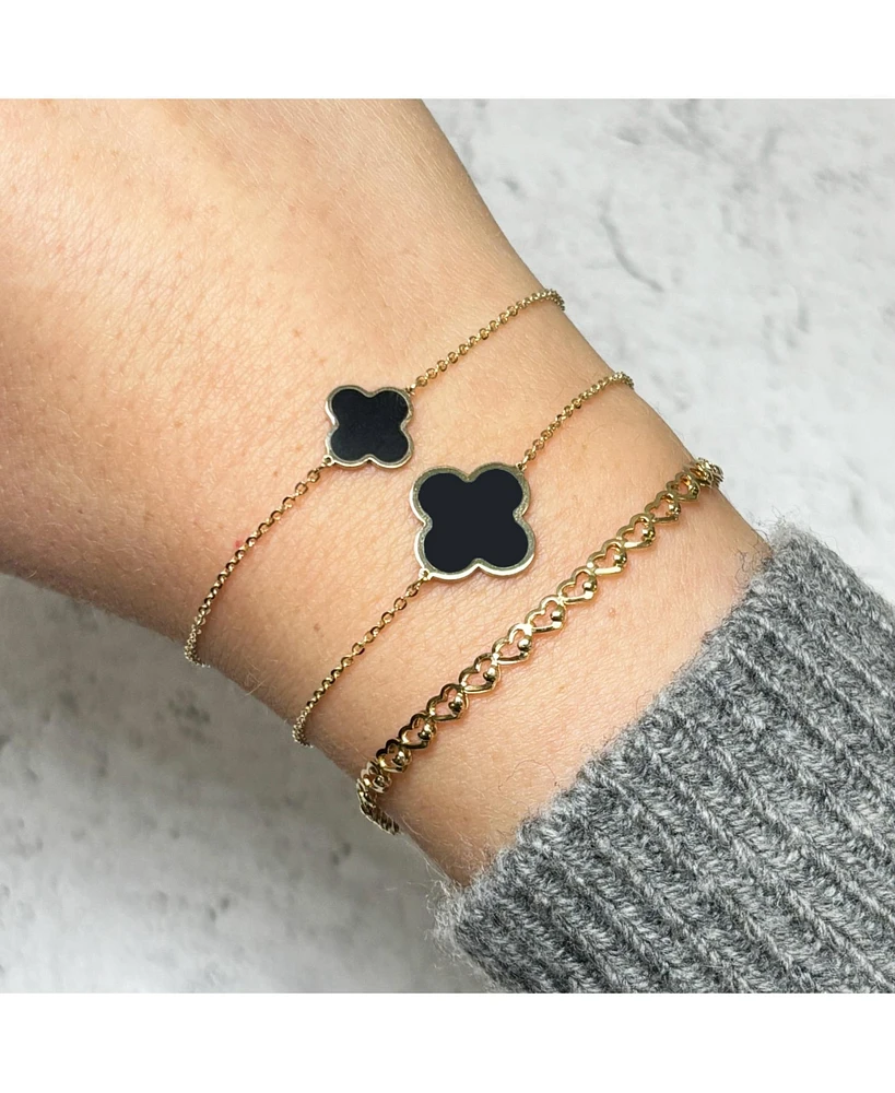 The Lovery Large Onyx Single Clover Bracelet 14K Gold