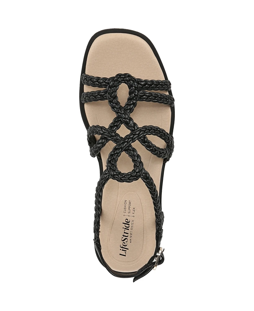 LifeStride Women's Reagan Open Square Toe Strappy Slingback Sandals