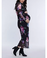 Motherhood Maternity Mesh Turtleneck Maxi Dress