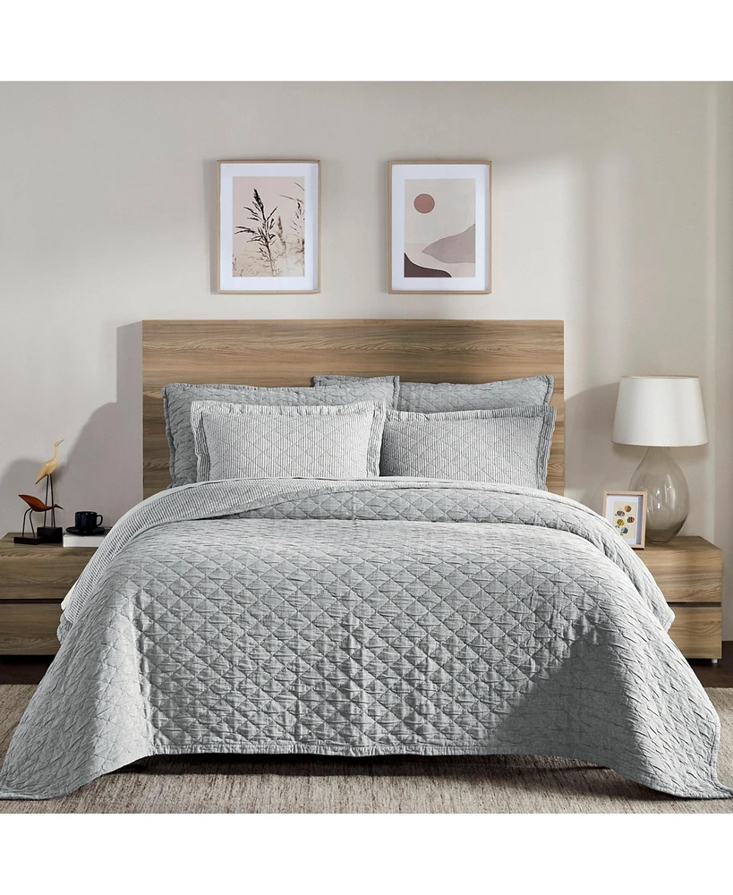 Ihi Home Colmar Queen Quilt, Set/3, Grey
