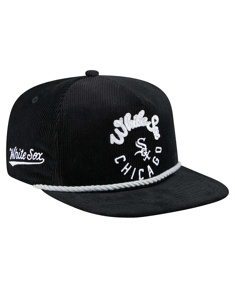 New Era Men's Black Chicago White Sox Full Circle Corduroy Golfer Adjustable Hat