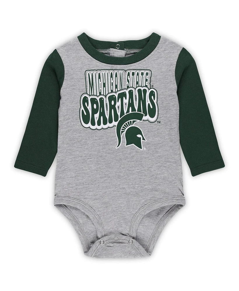 Outerstuff Baby Boys and Girls Michigan State Spartans Double Up Long Sleeve Bodysuit Pant Set, 2-Piece