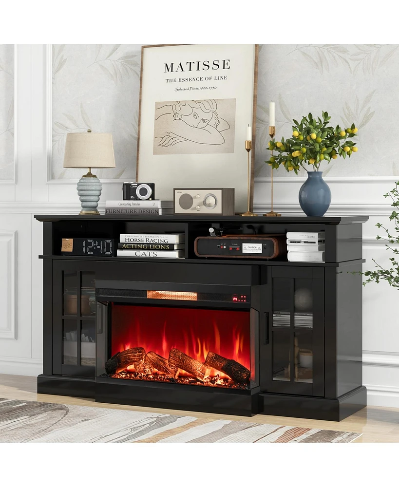 3-Sided 1500W Electric Fireplace with 7-Color Flame for Stylish and Customizable Heating