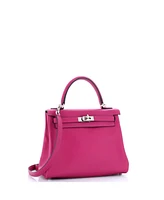 Pre-Owned Hermes Kelly 25 Handbag Pink Swift with Palladium Hardware