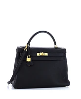 Pre-Owned Hermes Kelly 32 Handbag Clemence with Gold Hardware