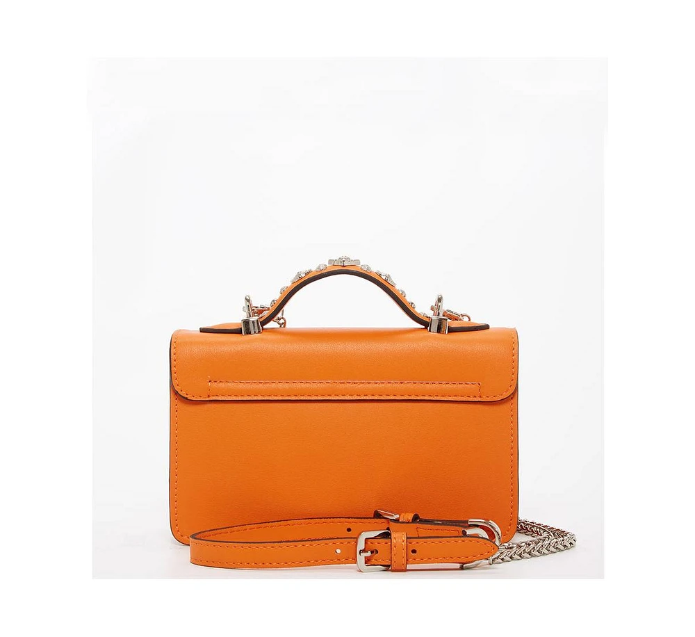 Susu Studded Small Leather Crossbody Bag Orange Purse Cute Handbag Women's Handbag with Top Handle