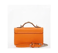 Susu Studded Small Leather Crossbody Bag Orange Purse Cute Handbag Women's Handbag with Top Handle