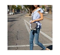 Susu Grey Leather Bucket Bag Unique Leather Crossbody Purse Women's Handbag