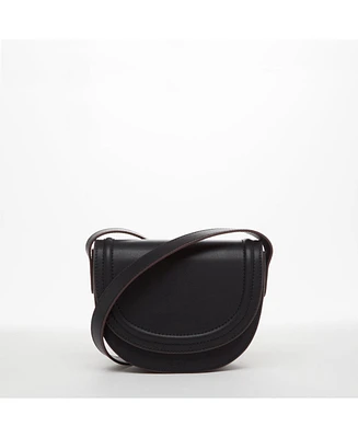 Susu Black Leather Saddle Bag Women s Crossbody Purse with Flap Closure and Adjustable Strap