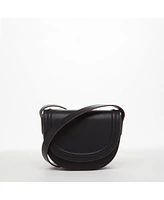Susu Black Leather Saddle Bag Women s Crossbody Purse with Flap Closure and Adjustable Strap
