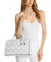 Michael Kors Scarlett Medium Woven Leather East West Satchel