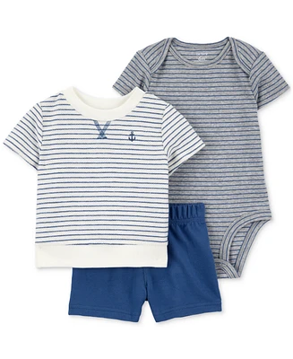 Carter's Baby Boys Striped Anchor Top, Bodysuit & Shorts, 3 Piece Set