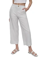 Dkny Jeans Women's Cropped Wide-Leg Linen Pants